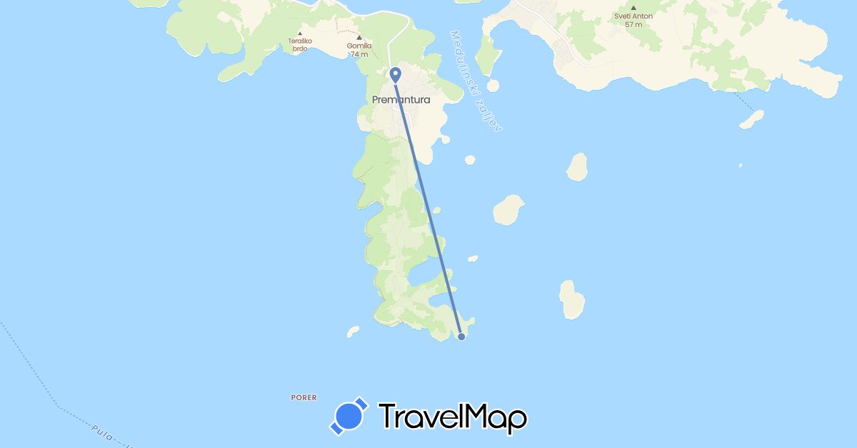 TravelMap itinerary: driving, cycling in Croatia (Europe)